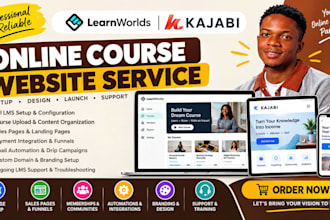 setup kajabi learnworlds build online course website elearning on learnworlds