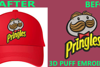 do 3d puff,raised embroidery logo digitizing in 1 hour