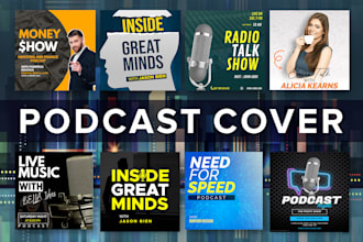 design professional podcast cover art or cover logo