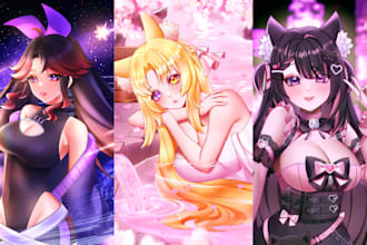 draw anime fanart, character illustration, vtubers