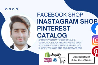 setup facebook shop, instagram shopping, pinterest catalog