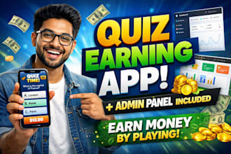 create trivia quiz earning money app with admin panel