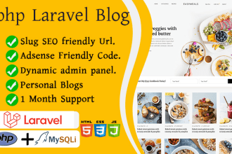 develop a full featured php blog with laravel and modern admin, laravel website