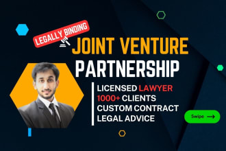 write legally binding joint venture or partnership agreement