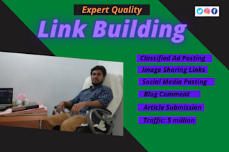 do 50 link building in high da sites, backlink