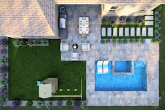 design your backyard,3d landscape,garden, patio,pool,deck, BBQ,firepit,terrace