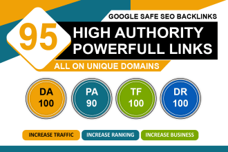 manually do 95 unique domains da 100 tf 100 seo backlinks pr 10 sites