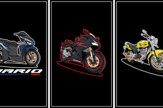 drawing awesome  vector illustration motorbike in my style