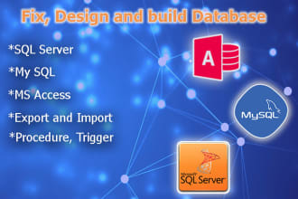 design professional database using ms sql, ms access, my sql
