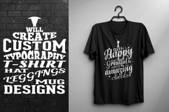 create bulk custom typography t shirt hat legging necklace and mug designs