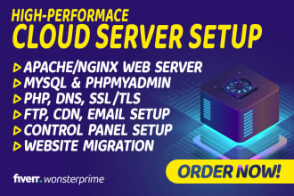 setup your website in AWS, google cloud, digitalocean, vultr, linode vps