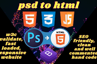 convert psd to html css and bootstrap with responsive