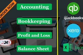 do bookkeeping using quickbooks, xero or excel