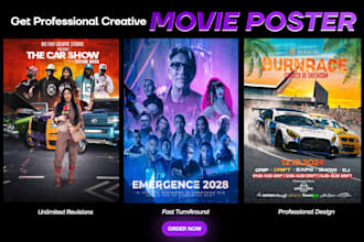create movie poster design, album cover, podcast cover