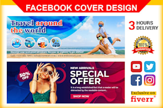 design a professional facebook cover or twitter, linkedin banner