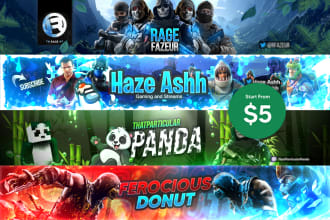 design a unique custom youtube gaming banner in 24 hours