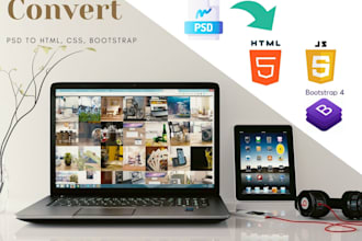 convert PSD, PDF, image, sketch, jpg to HTML, CSS, bootstrap responsive websites