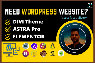 create a responsive wordpress website using elementor, divi, or astra pro