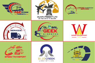 create transport, trucking and logistics logo
