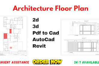 design architecture floor plan, convert pdf to cad, drawing autocad 2d 3d plan