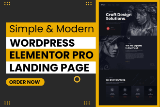 build wordpress elementor landing page, squeeze page, sales page, click funnels