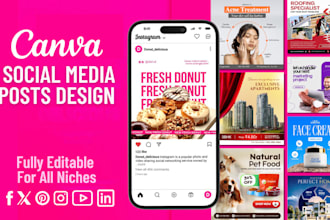 design editable canva instagram, facebook, linkedin posts, ads, reels, carousels