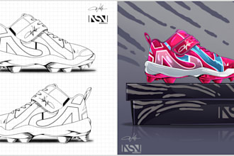 draw any footwear like shoes and sneakers in cartoon style