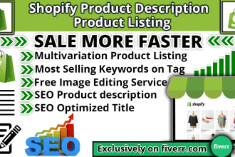 write shopify product description, product listing, SEO titles content