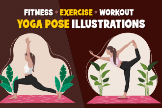 draw yoga poses, exercise, workout, medical illustrations