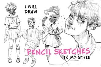 draw charcoal, pen or pencil sketches for you