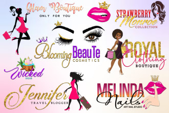design feminine beauty salon,eyelashes,hair and eyelash extension logo