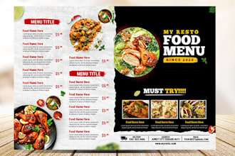 design a food menu, restaurant menu, or food flyer