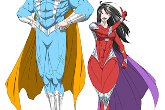draw and design custom sfw superhero character in action