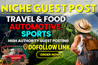 do high authority da50 guest post on travel, food, automotive, sports site