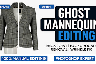 do ghost mannequin, neck joint and apparel photo editing