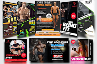 make perfect fitness, gym, workout, sports flyers and poster