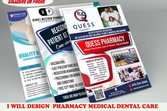 do pharmacy, hospital, dental, fitness flyers, and poster