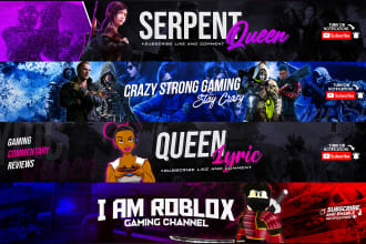design attractive youtube gaming, twitch, twitter banner
