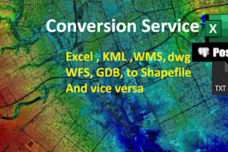 convert kml, excel, gdb, wms, wfs into shp and inverse