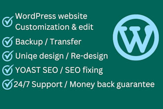 make wordpress changes and rebuild or prepare custom design