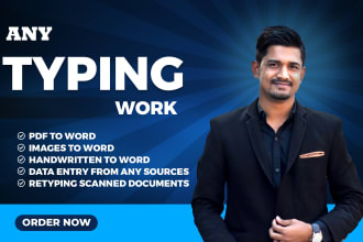do any kind of typing, convert pdf to word, retype scanned documents