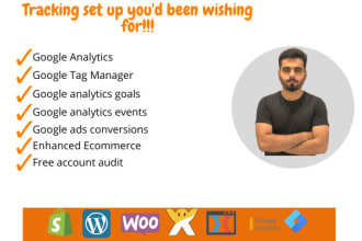 setup or fix google analytics, events, goals, ads conversions, tag manager