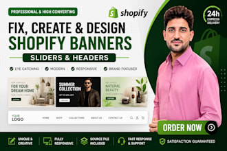 design shopify banner, hero section and header professionally