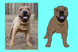 draw cartoon portrait of dog cat animal pet