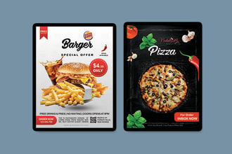 design amazing food flyer, restaurant menu and poster
