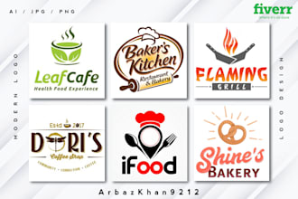 design food bbq kitchen restaurant and coffee shop logo