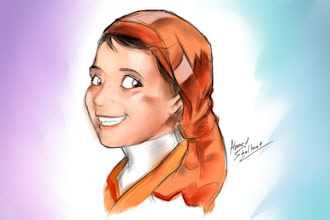 sketch you a slightly cartoony portrait