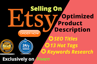 create etsy SEO product descriptions and listings