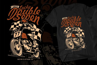 create retro motorcycle logo design in vintage style