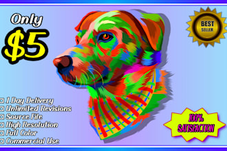 draw animal illustration color portrait, vector for child